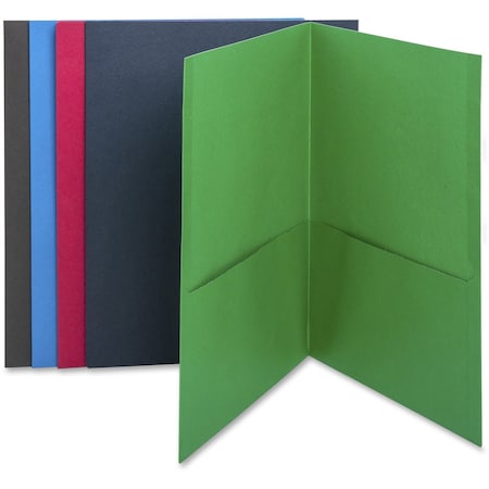 Business Source 2-Pocket Folder, Card Holder, Assorted Colors, PK25 BSN78502
